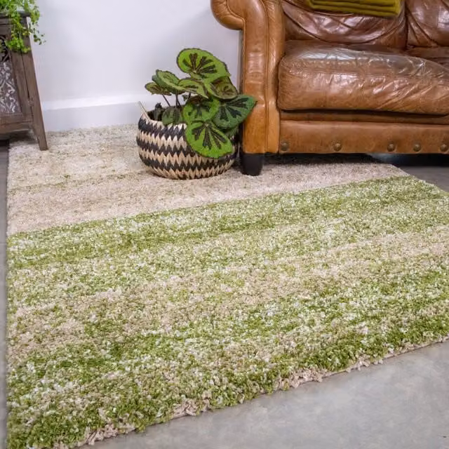 Kukoon Soft Shaggy Rug in Dark Green Stripe, W: 60 cm, L: 240 cm – 1