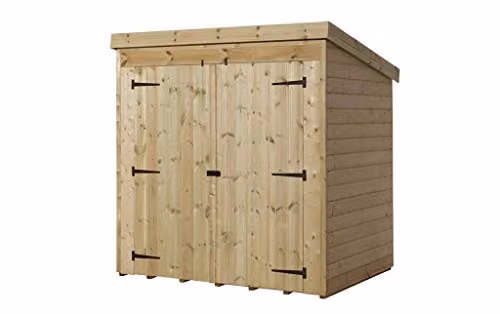 EMS Retail Empire 4000 Pent Garden Shed in Brown, Pressure Treated Shiplap Tongue and Groove with Double Doors