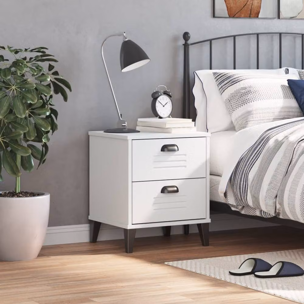 Berkfield Home VIKEN Bedside Cabinet in White MDF – 3