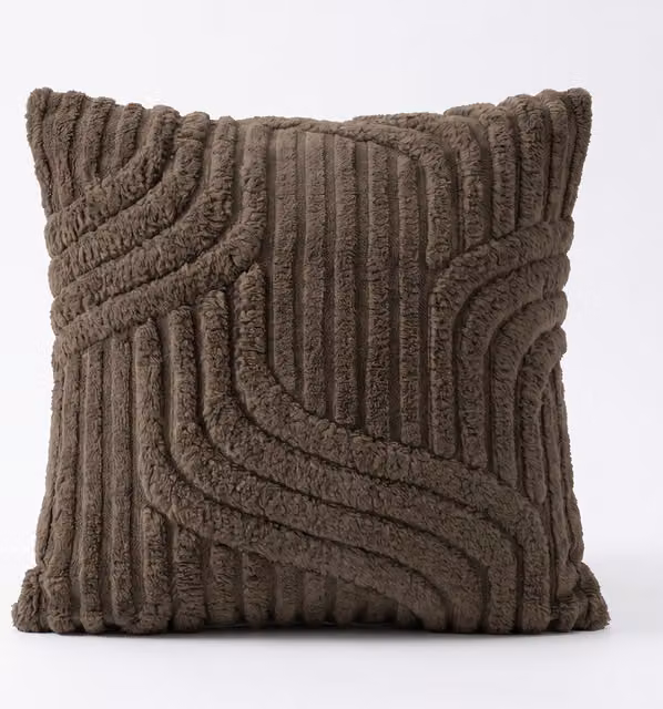Livingandhome Plush Square Throw Pillow Cover with Zip, Brown, W/D/H: 45 x 45 x 45 cm