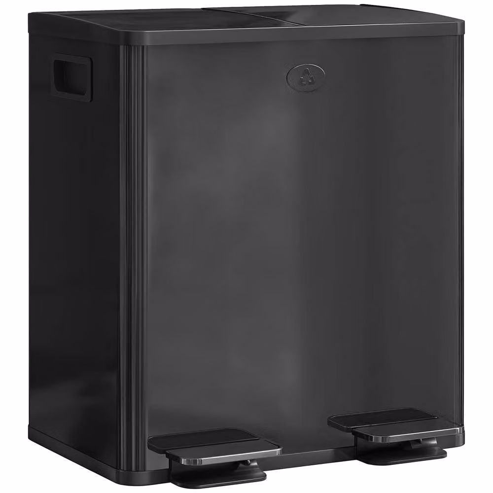 STILVORA Dual Compartment Kitchen Bin with Pedal Lid, 40L, Black – 4