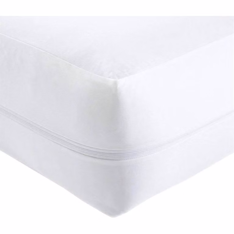 FLAVORA Waterproof Cot Mattress Encasement Zipper Cover in White, Mite-Proof and Allergy-Friendly