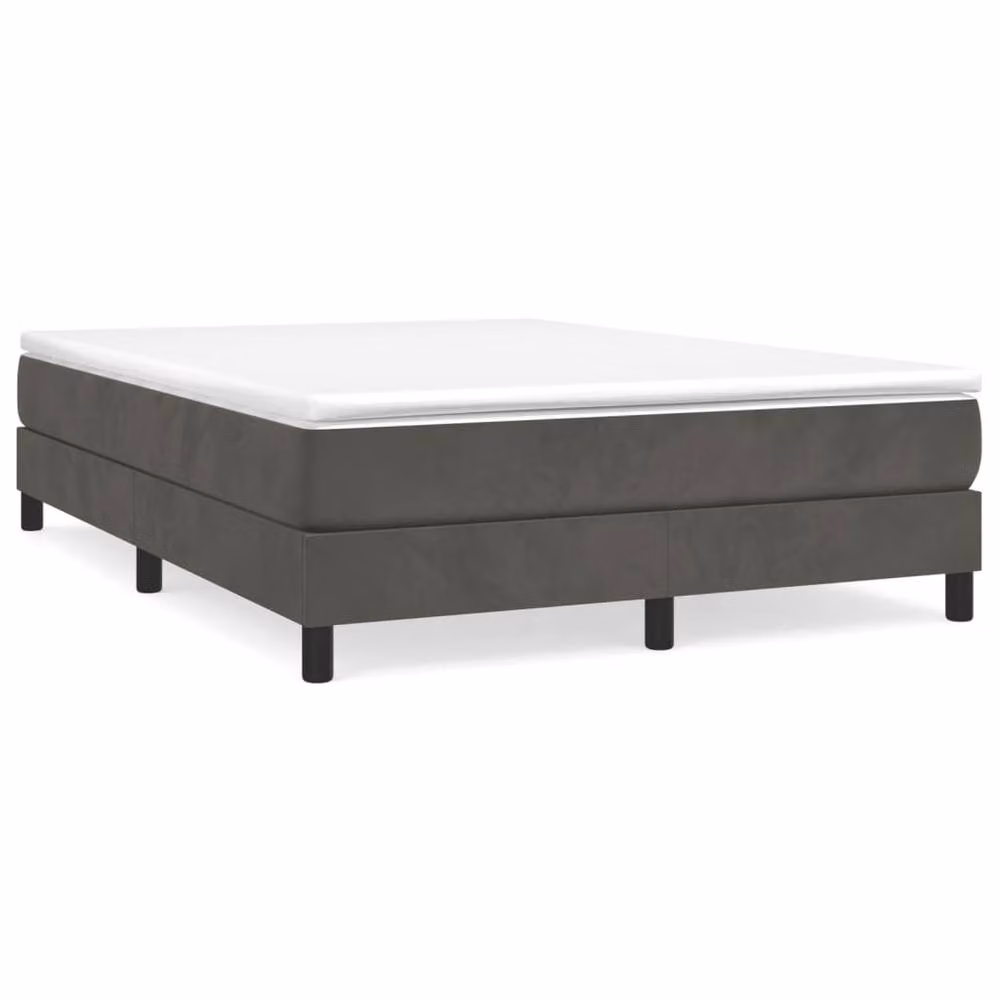 Berkfield Home Dense Box Spring Bed Frame in Dark Grey Velvet, W/D/H: 135 x 190 x 25 cm – 3