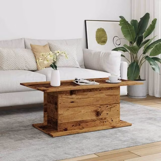 Berkfield Home Durable Rustic Coffee Table in Brown, W/D/H: 102 x 55.5 x 40 cm