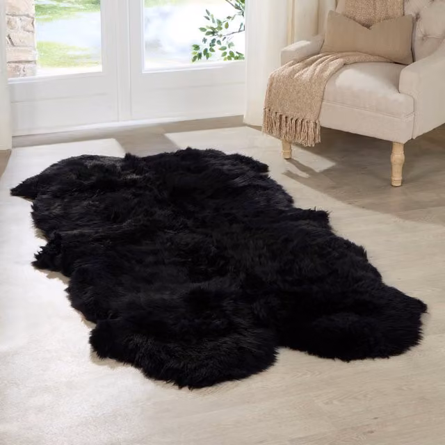 Native Natural Black Quad Sheepskin Rug