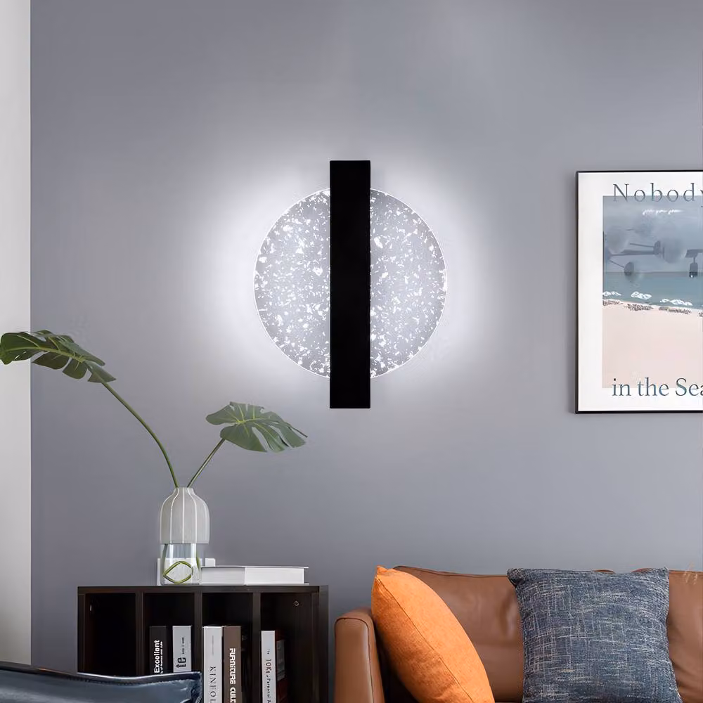 Pheashine Black and Silver Round Acrylic LED Wall Light, 12W, 6500K Cool White, Diameter: 25 cm – 2