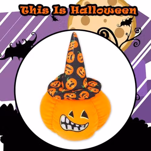 VFM e-Store Pumpkin Soft Toy Halloween Decoration in Orange and Black, W/D/H: 23 x 16 x 1 cm – 6