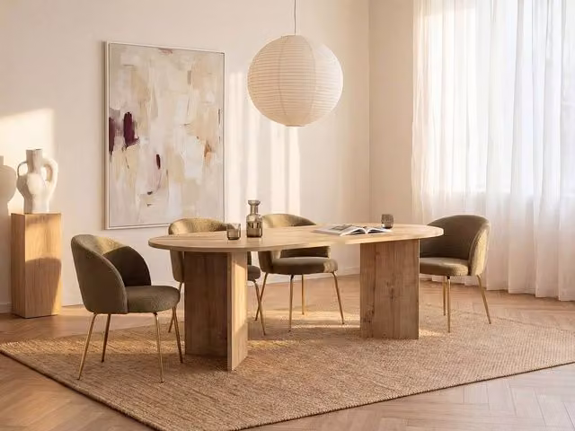 Vente-unique TOPANIA Rectangular Dining Table for 8 in Light Oak