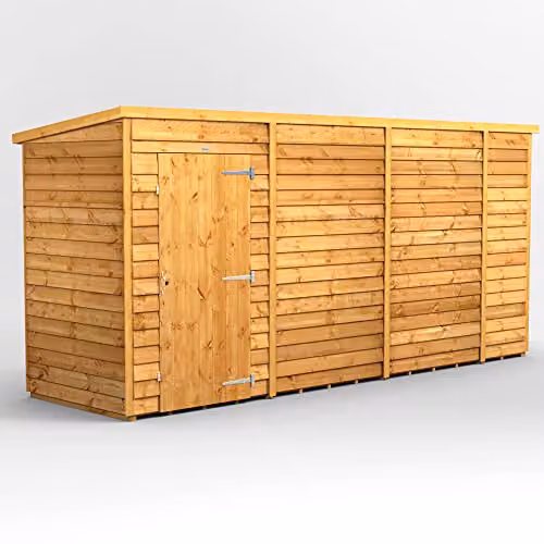 Powersheds Premium Pent Overlap Wooden Shed in Brown, 10 mm Extra Thick Timber, Windowless – 1