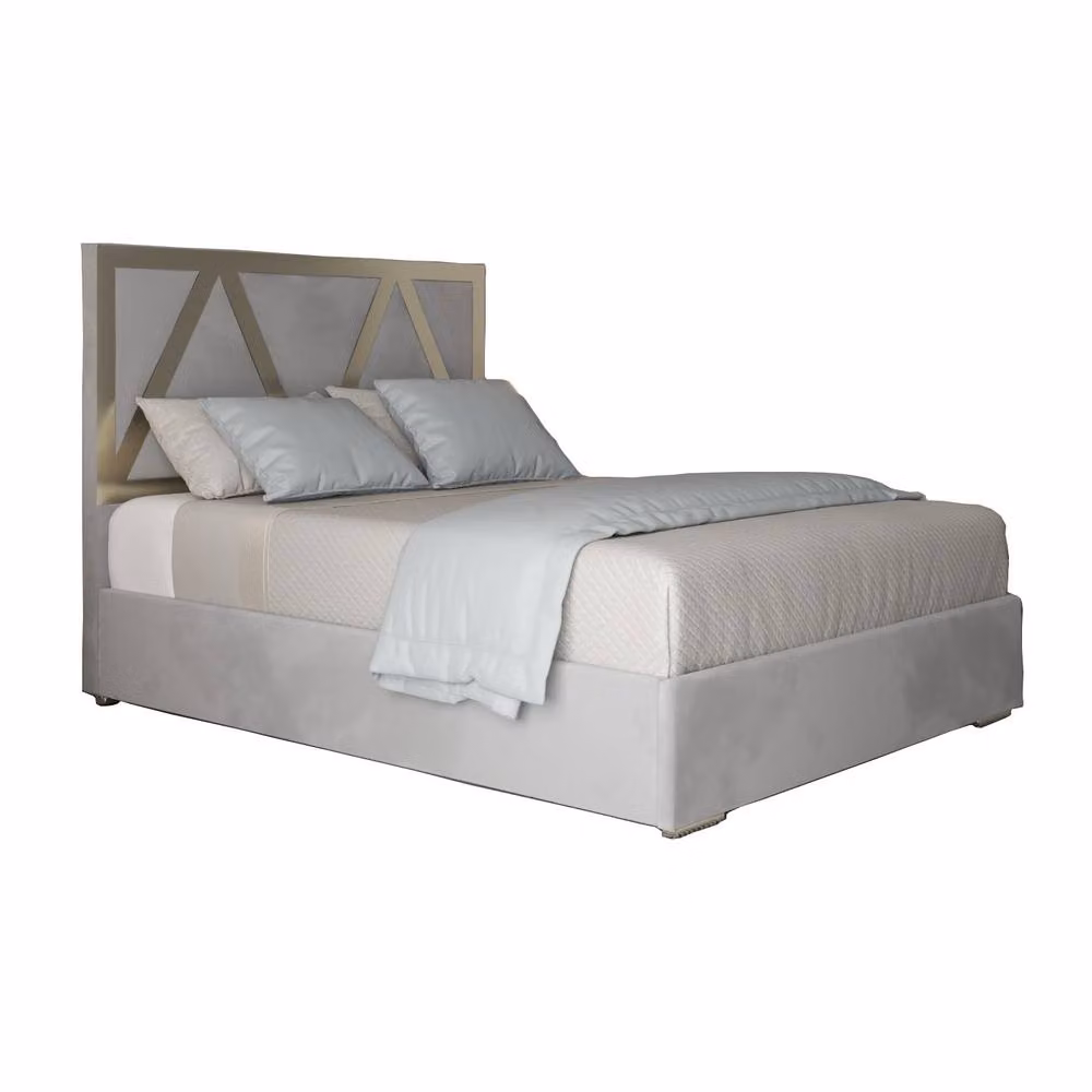 Casani Cliddesden Modern Upholstered Velvet Bed Frame in Grey with Metal Details, W/D/H: 180 x 200 cm – 2