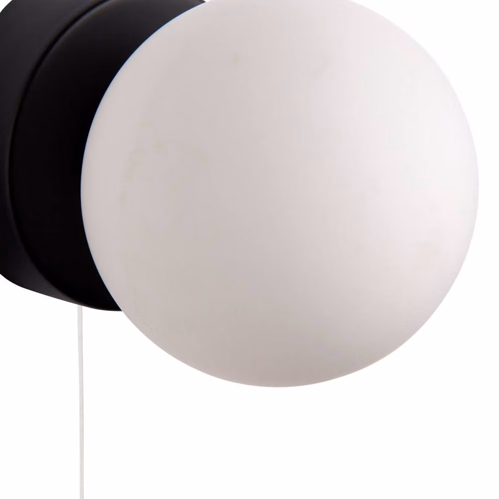 Pagazzi Toronto Modern Black IP44 Wall Light with Glass Cylinder Shade – 3