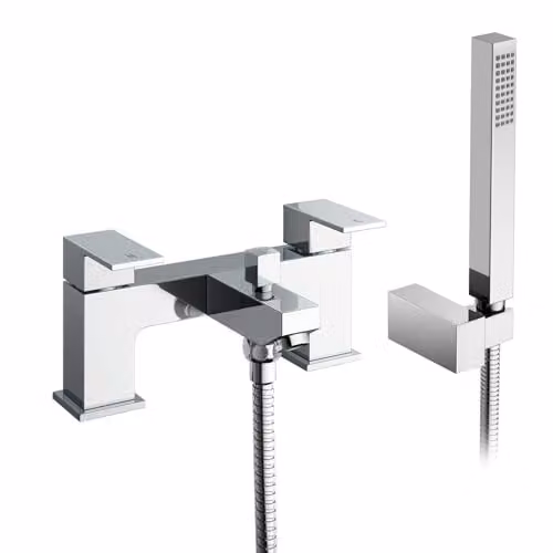 Nes Home Chrome Brass Deck Mounted Bathtub Filler Tap and Shower Set – 2
