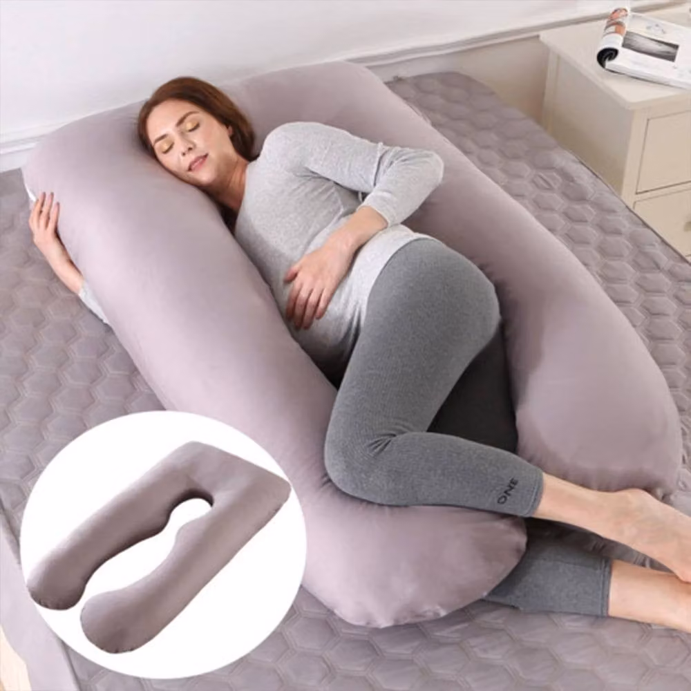 VOGREX Grey U-Shaped Maternity Pillow with Removable Washable Cover – 3