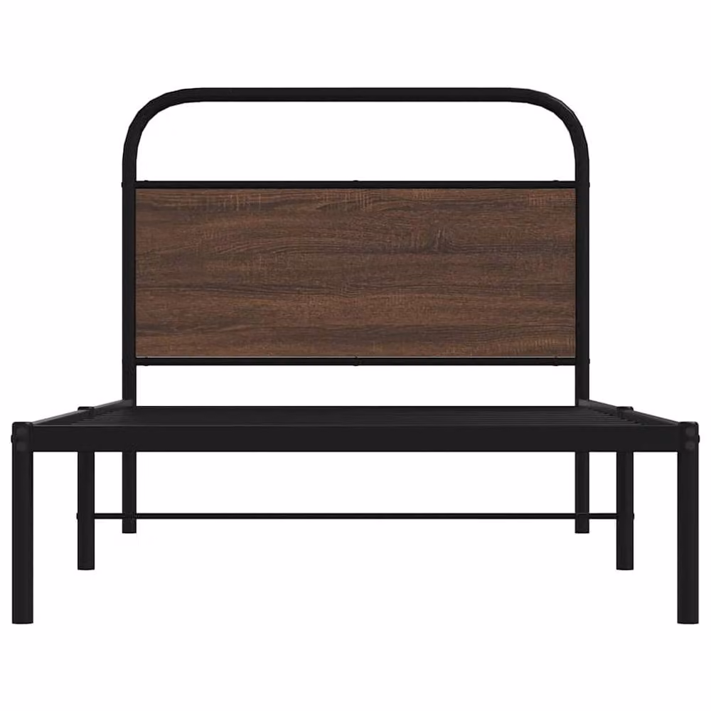 Berkfield Home Single Bed Frame in Brown Oak, W/D/H: 90 x 190 cm – 3