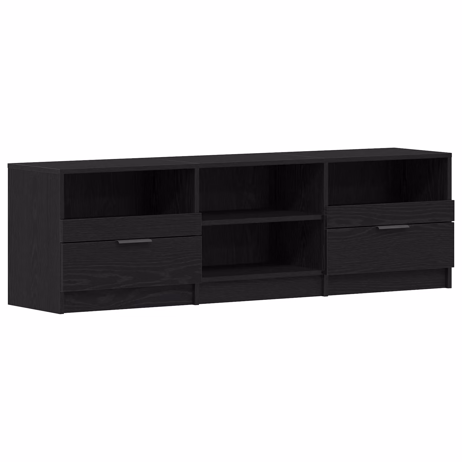 Berkfield Home Modern Black Oak TV Cabinet in Matt MDF, W: 150 cm, D: 45 cm, H: 45 cm – 2