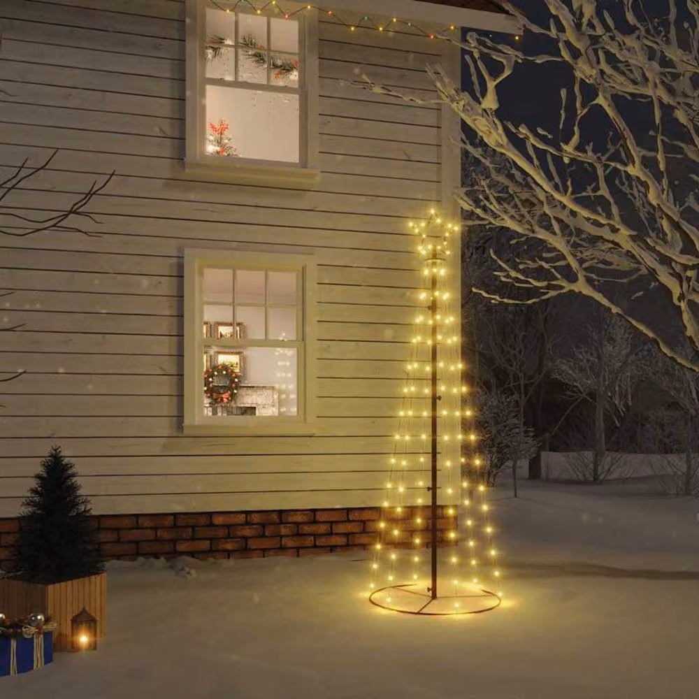 Berkfield Home Christmas Cone Tree with 108 Warm White LEDs, W/D/H: 70 x 70 x 180 cm, White – 2