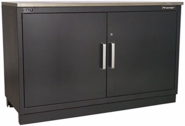 Loops Heavy Duty Modular Floor Cabinet in Grey Steel with Lockable Hinged Doors and Internal Shelves W/D/H: 155 x 61 x 95.5 cm – 1