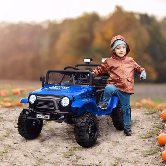 AIYAPLAY Kids Electric Ride On Car with Suspension in Blue