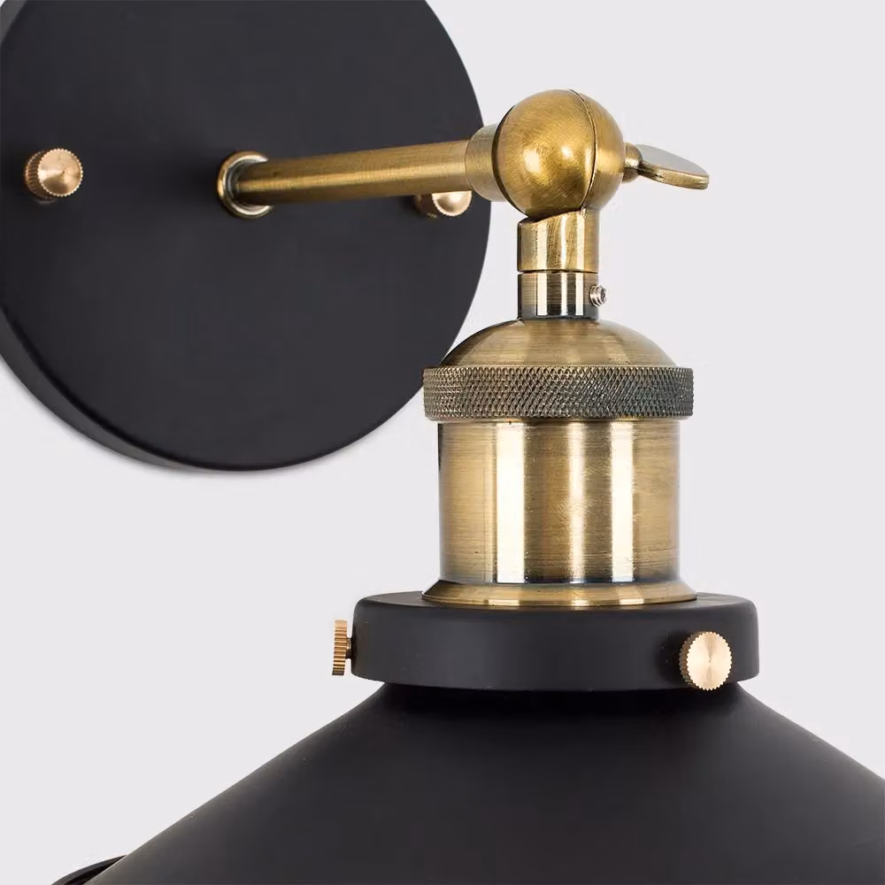ValueLights Pair of Gold and Black Industrial Metal Indoor Wall Lanterns – 4