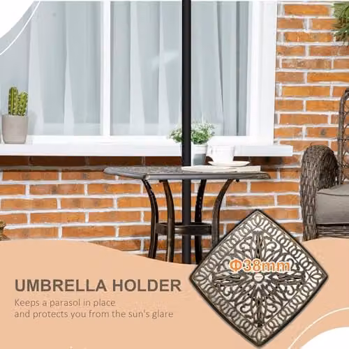 Outsunny Bronze Cast Aluminium Outdoor Garden Table, W/D: 54 x 54 cm – 4