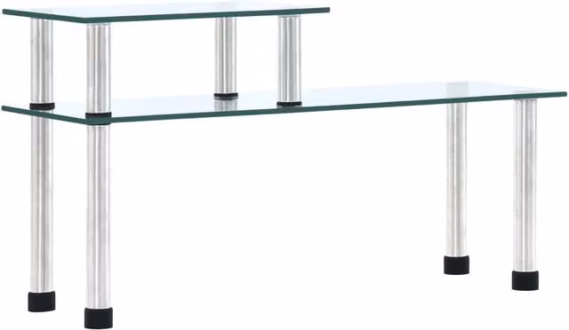 Berkfield Home Kitchen Shelf in Black and Transparent Tempered Glass, W/D/H: 45 x 16 x 26 cm