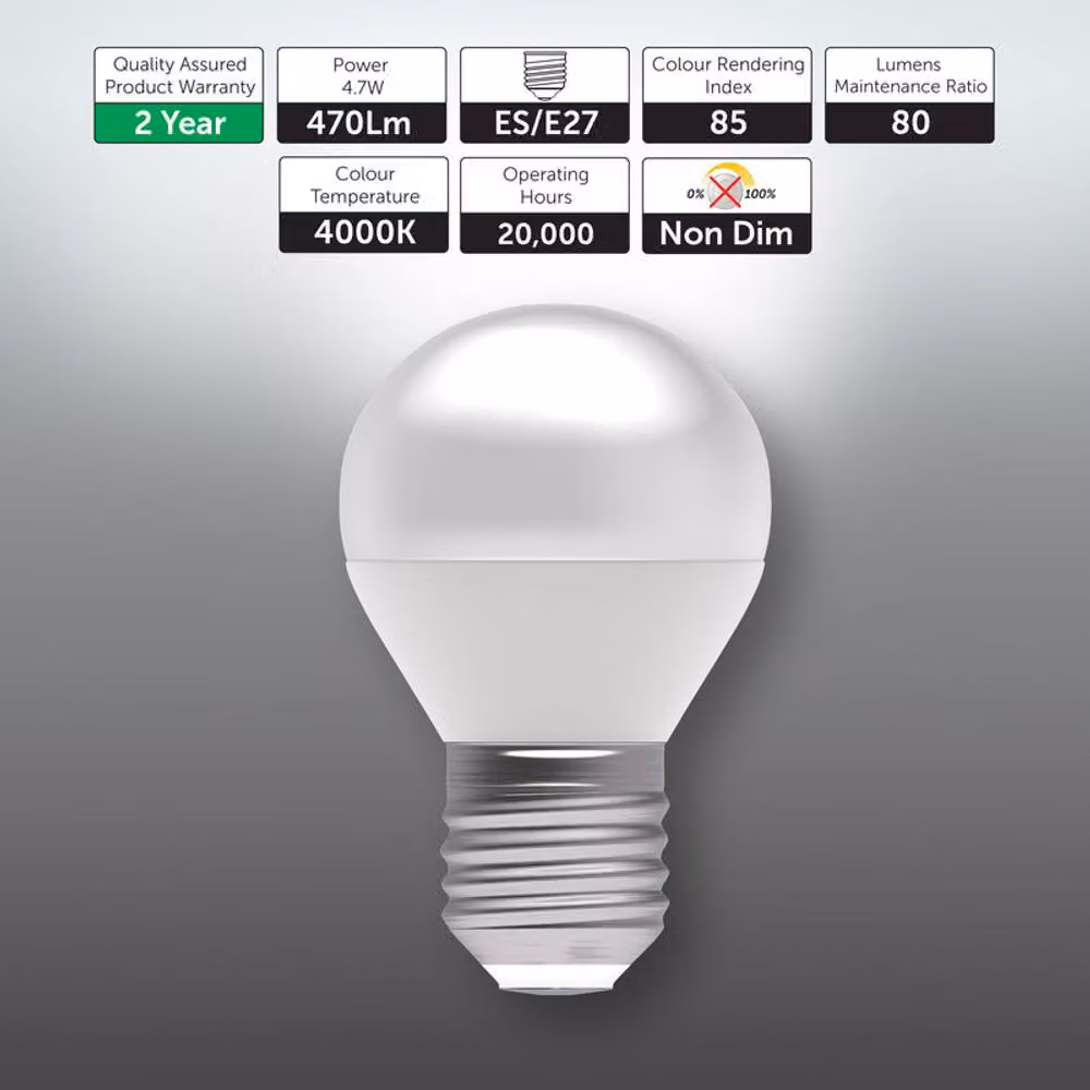 BELL Lighting E27 LED Golf Ball Bulb, Natural White, 4.7W, Pack of 3 – 2