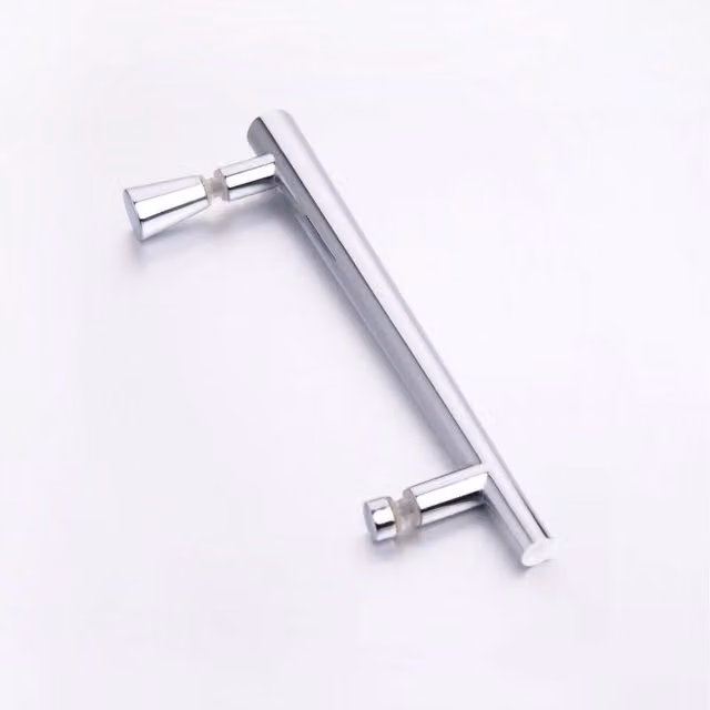 Nes Home Rounded Stainless Steel Shower Door Handle, Silver, 200 mm, Hole to Hole Centre: 145 mm