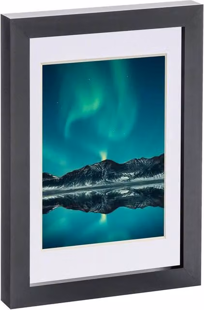 Nicola Spring Single Rectangular Tabletop Photo Frame with White Mount in Black
