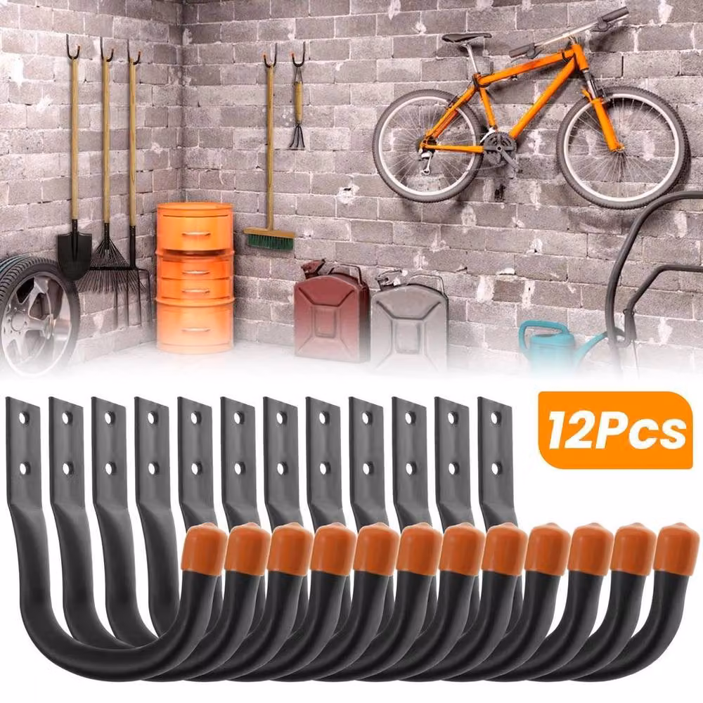 SPETLEK 12 Pack Black Metal Garage Wall Storage Hooks – 3