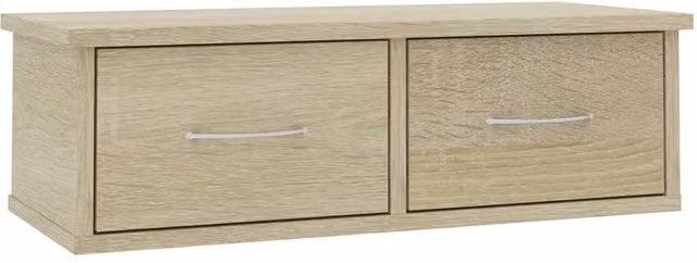 Berkfield Home Wall-mounted Drawer Shelf in Sonoma Oak, Light Tan, W/D/H: 60 x 26 x 18.5 cm
