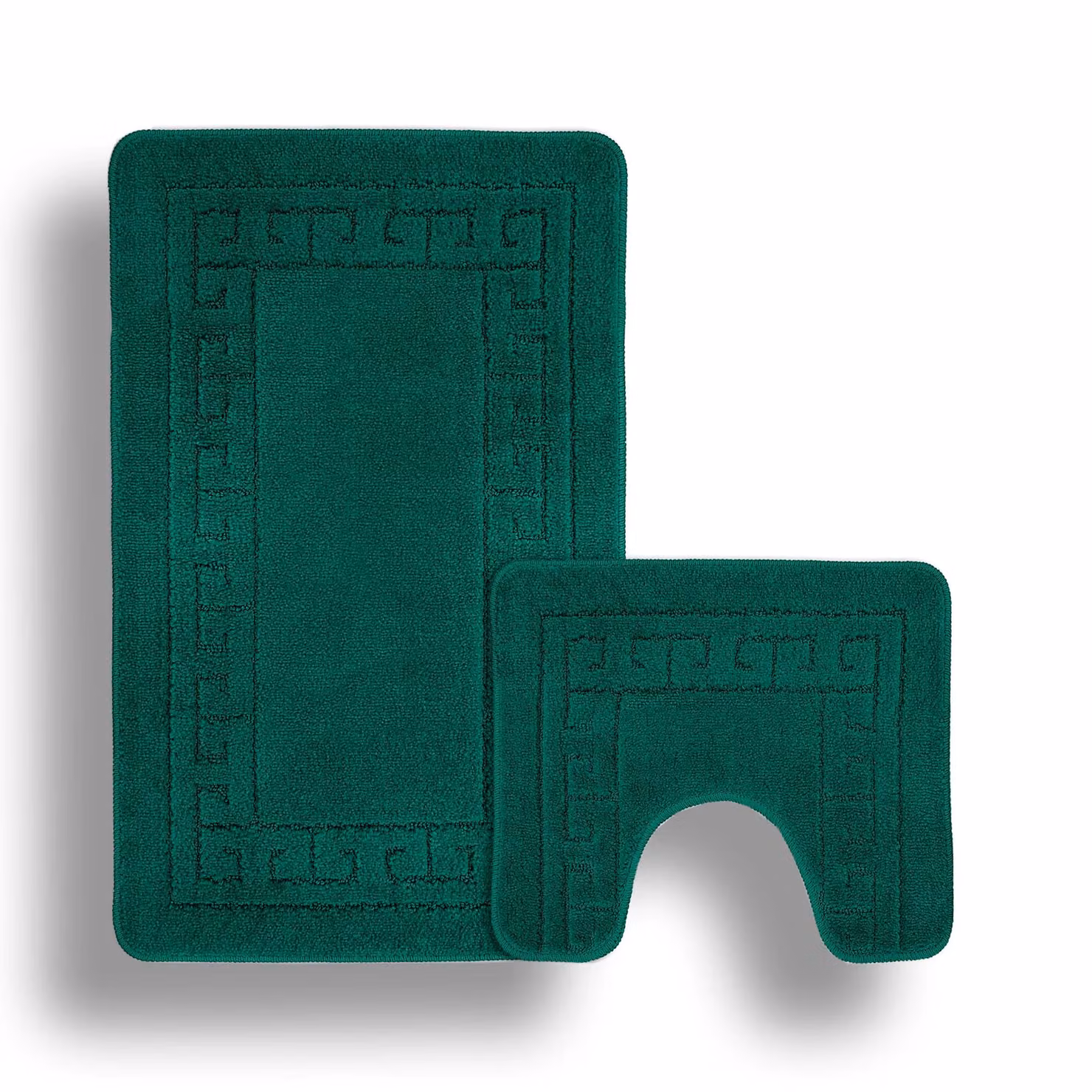 Velosso Greek Key Non-Slip Bathmat and WC Pedestal Mat Set in Green – 2