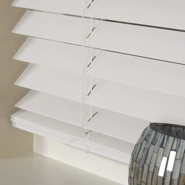 Terrys Made To Measure 50mm White Basswood Wooden Venetian Blinds