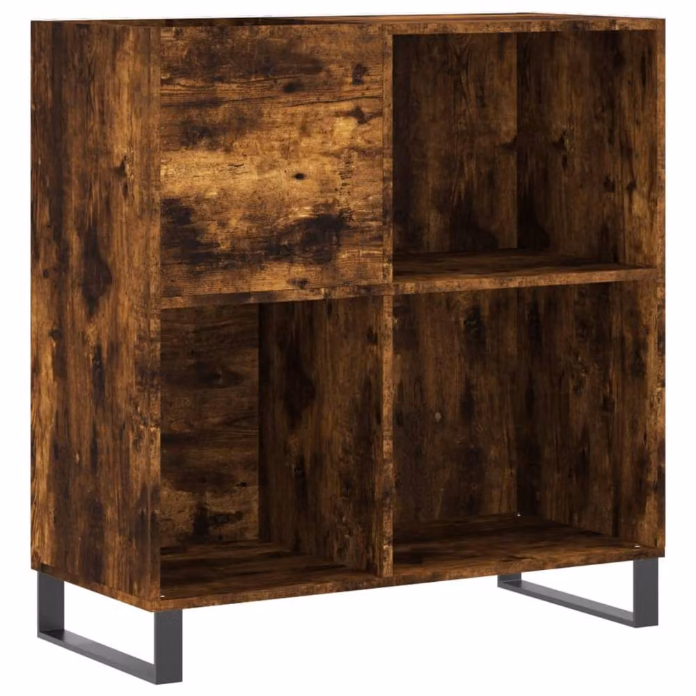 Berkfield Home Record Cabinet in Smoked Oak Brown, W: 84.5 cm, D: 38 cm, H: 89 cm – 3