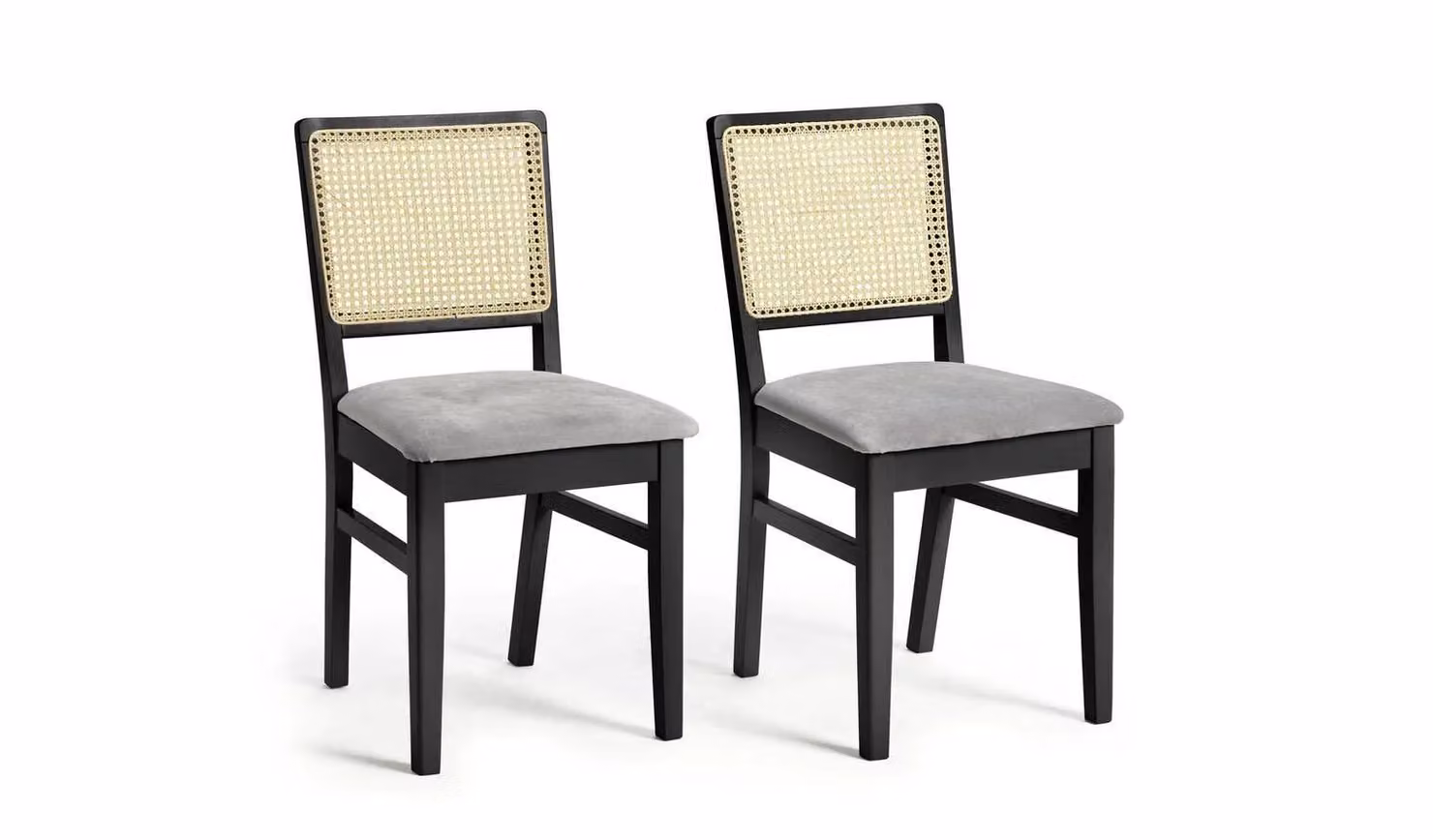 Kalle Pair of Black Wood and Fabric Dining Chairs