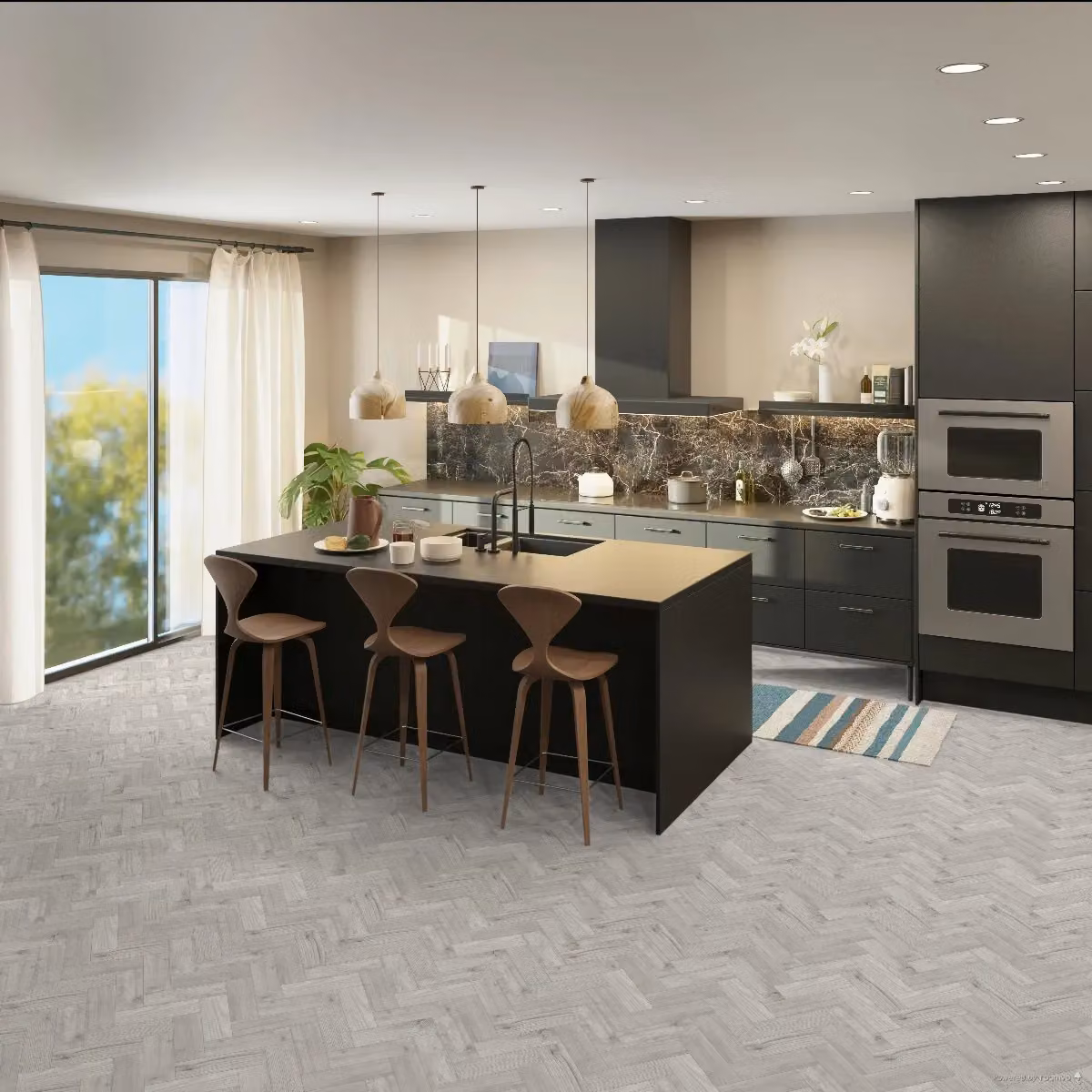 HolPa Wood Effect Luxury Vinyl Tile Planks in Silver and Grey, Covers 3.763sqm – 2