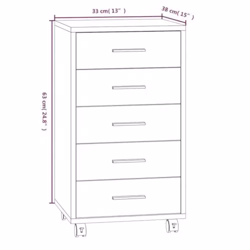 vidaXL Drawer Cabinet with Castors in Brown Oak Engineered Wood – 3
