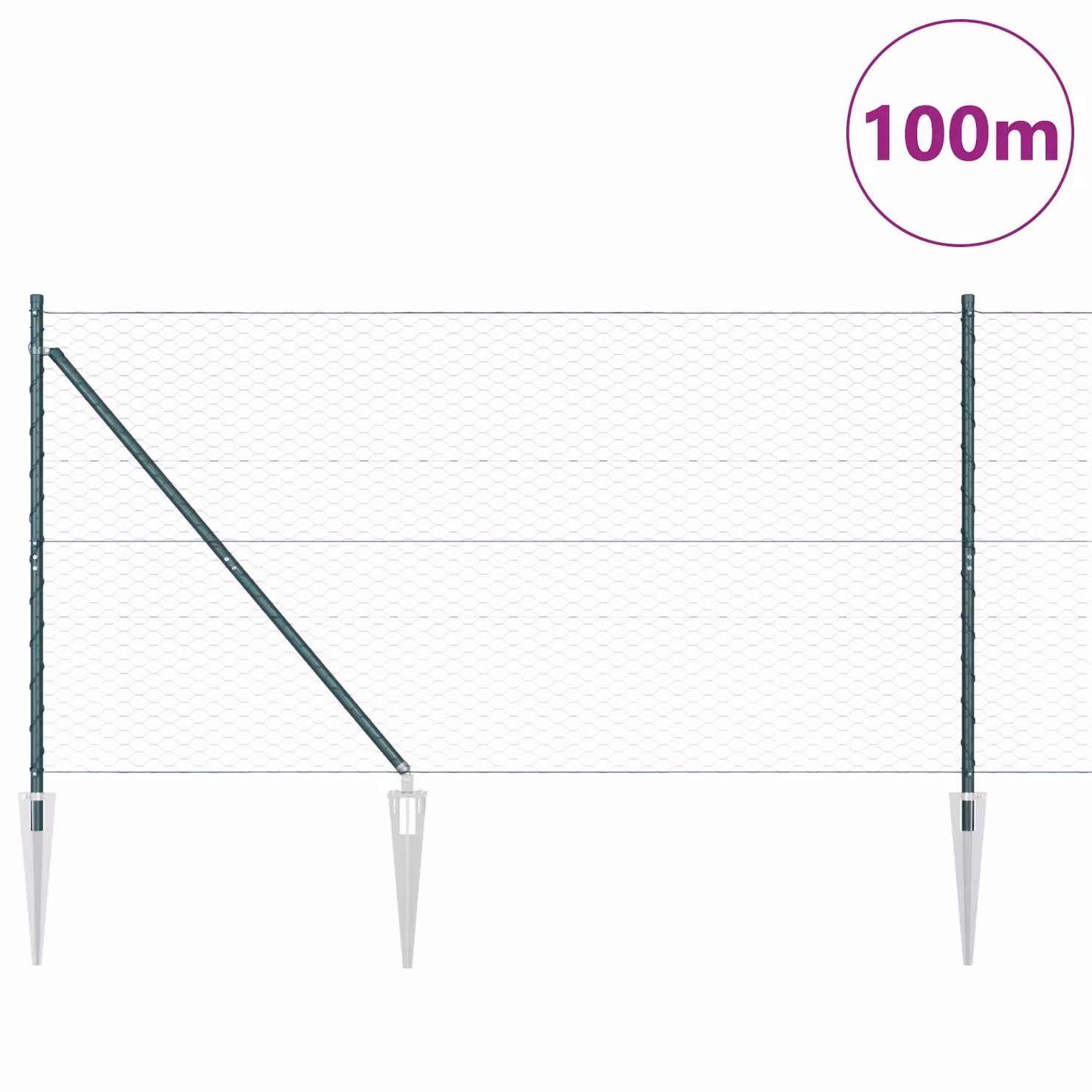 Berkfield Home Green Steel Hexagon Fence, 1.4 m x 100 m – 1