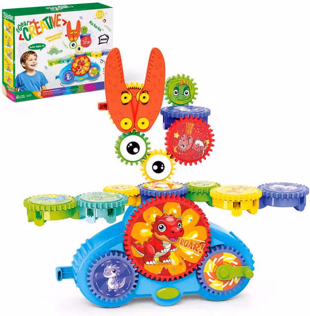 deAO Toys SGT-MG Multi-Colour Interlocking Gears Toy for Motor, Cognitive and Creative Development