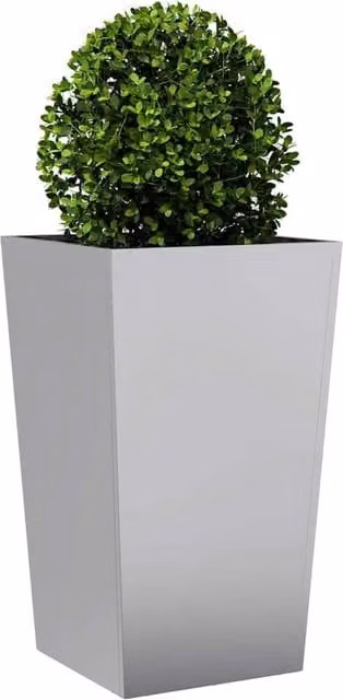 Berkfield Home Durable Galvanised Steel Garden Planter Tub in Grey, W/D/H: 45 x 45 x 75 cm