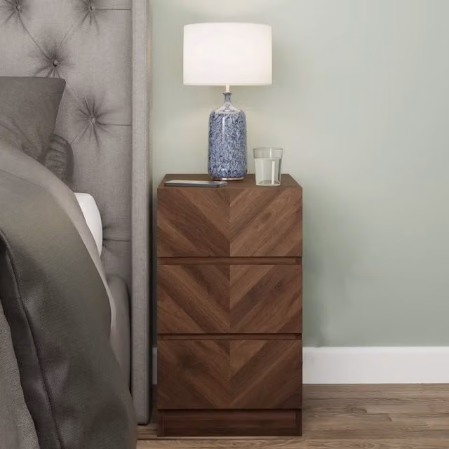 GFW Catania Pair of 3 Drawer Bedside Tables in Royal Walnut