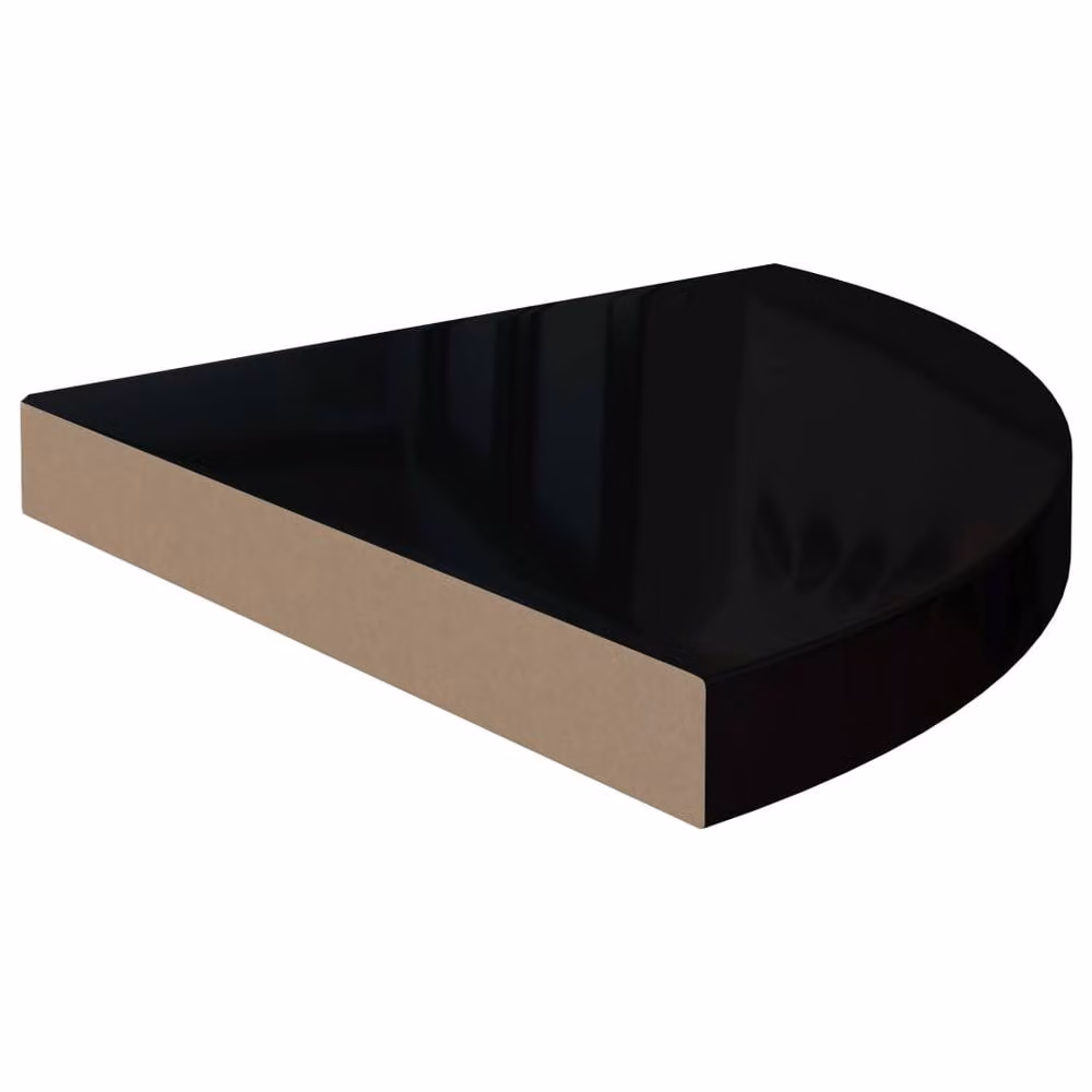 Berkfield Home Floating Corner Shelf in High Gloss Black, W/D/H: 35 x 35 x 3.8 cm – 3