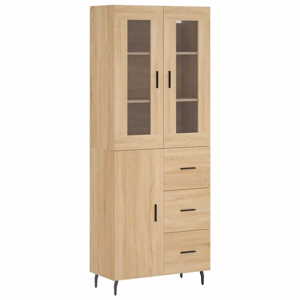 Berkfield Home Sonoma Oak Highboard in Brown, W/D/H: 69.5 x 34 x 180 cm – 2