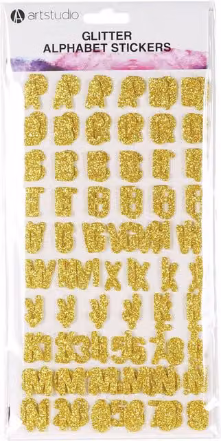 Art Studio Assorted Alphabet Glitter Stickers in Silver and Gold