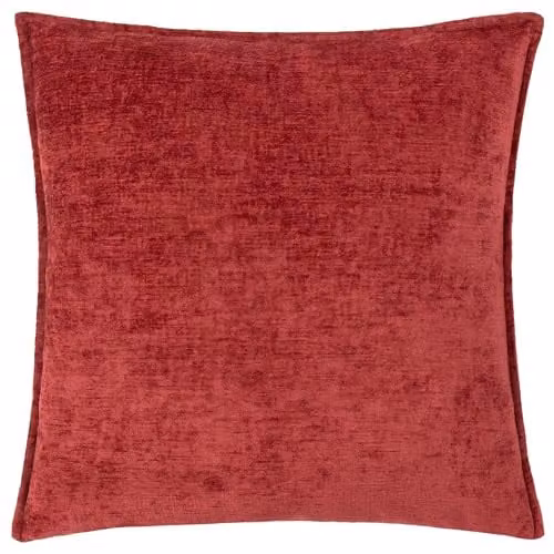 Evans Lichfield Buxton Red Chenille Reversible Square Cushion, W/D/H: 50 x 50 x 50 cm