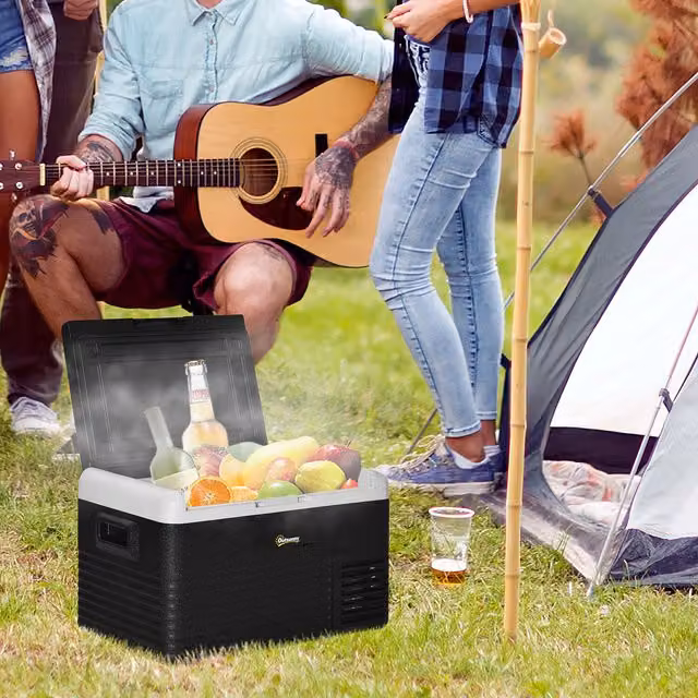 Outsunny Portable Car Refrigerator and Freezer in Grey and Black, 30L