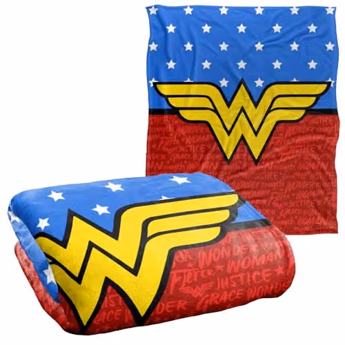 DC Comics Wonder Woman Super Soft Fleece Throw Blanket, Red, Blue and White, W/D/H: 152 x 127 cm – 2