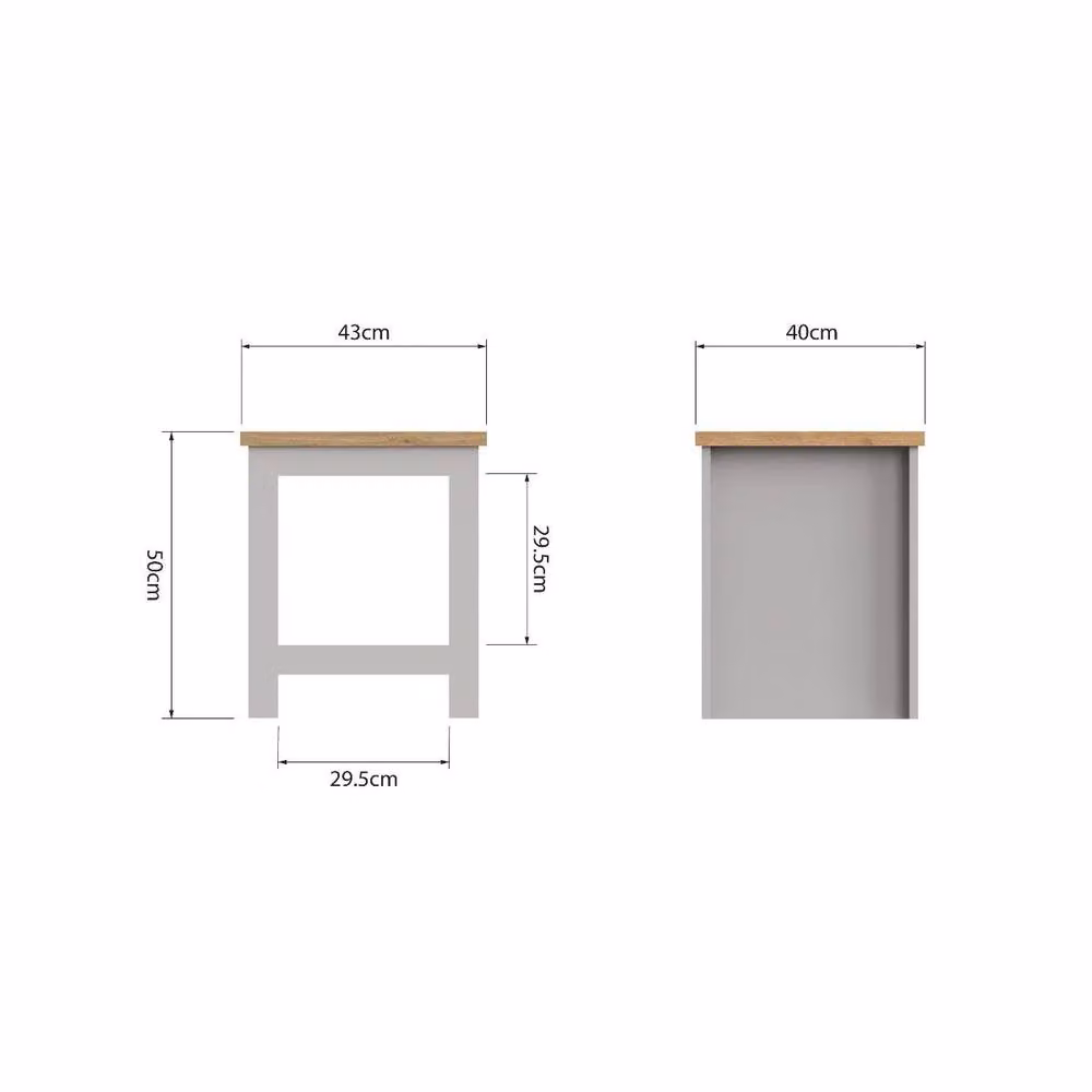 Timber Art Design Lisbon Modern Bedside Lamp Table with Open Shelf in Grey, H 50 cm x W 40 cm x D 43 cm – 2