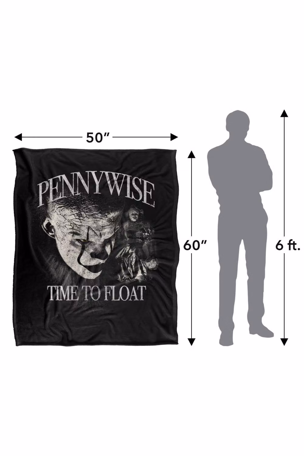 LOGOVISION IT Welcome to Derry Time to Float Pennywise Super Soft Fleece Throw Blanket, Multicolour, W: 127 cm, D: 152.4 cm – 8