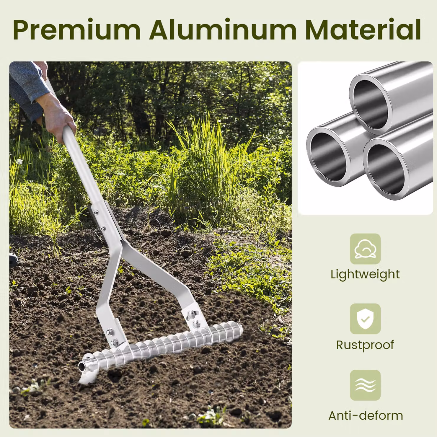 Gymax Silver Aluminium Garden Thatch Rake, 50 cm Wide, 178 cm Length – 5