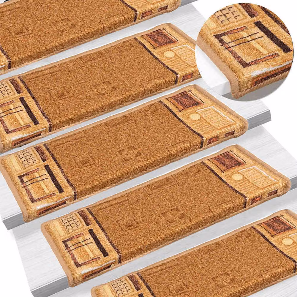 Berkfield Home Self-adhesive Stair Mats, 5 Pack, Beige, W/D/H: 65 x 21 x 4 cm – 2
